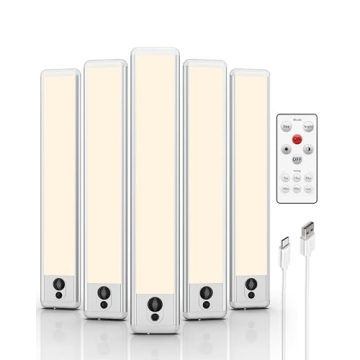 EZVALO Under Cabinet Lights - Motion Sensor Dimmable USB Rechargeable 5 Pack