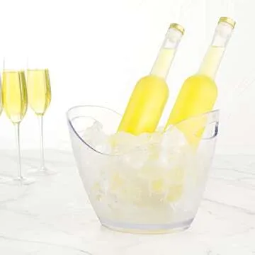 Bar Lux 10.6 x 8.1 x 7.9 Inch Champagne Bucket, 1 Oval Wine Bucket - With Handle, Durable, Clear Plastic Wine Chiller Bucket, For Bottles And Soft Drinks