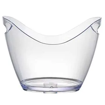 Bar Lux 10.6 x 8.1 x 7.9 Inch Champagne Bucket, 1 Oval Wine Bucket - With Handle, Durable, Clear Plastic Wine Chiller Bucket, For Bottles And Soft Drinks