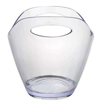 Bar Lux 10.6 x 8.1 x 7.9 Inch Champagne Bucket, 1 Oval Wine Bucket - With Handle, Durable, Clear Plastic Wine Chiller Bucket, For Bottles And Soft Drinks