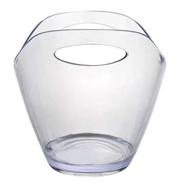 Bar Lux 10.6 x 8.1 x 7.9 Inch Champagne Bucket, 1 Oval Wine Bucket - With Handle, Durable, Clear Plastic Wine Chiller Bucket, For Bottles And Soft Drinks