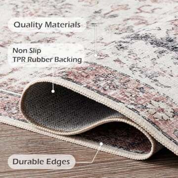 COLLACT 2x5 Vintage Runner Rug - Non-Slip Chenille