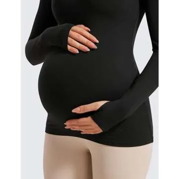 CRZ YOGA Soft Long Sleeve Pregnancy Top for Moms
