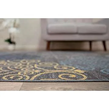 Rugshop Floral Swirl Non-Slip Area Rug 8x10 Gray