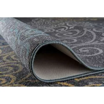 Rugshop Floral Swirl Non-Slip Area Rug 8x10 Gray