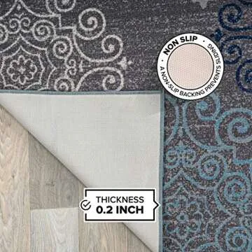 Rugshop Floral Swirl Non-Slip Area Rug 8x10 Gray