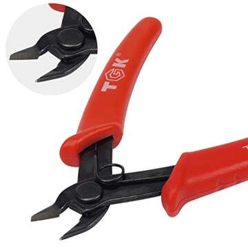 TGK Wire Cutters Micro Shear Flush Cutter 45 Degree Carbon Steel Flush Cut 3d Printer Pliers 5inch, Red