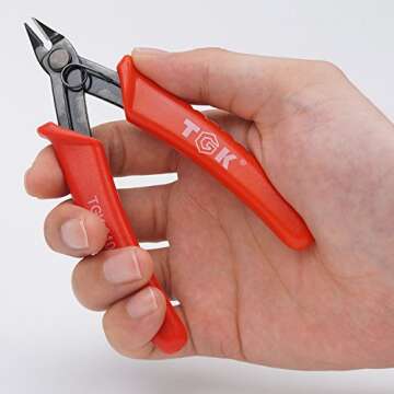 TGK Wire Cutters Micro Shear Flush Cutter 45 Degree Carbon Steel Flush Cut 3d Printer Pliers 5inch, Red