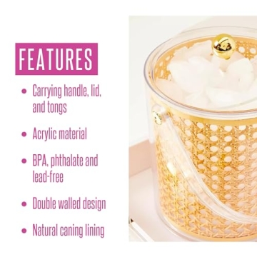 Chic Lilly Pulitzer Ice Bucket with Tongs for Parties