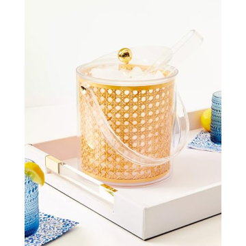 Chic Lilly Pulitzer Ice Bucket with Tongs for Parties