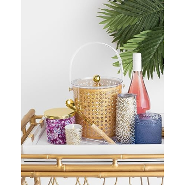 Chic Lilly Pulitzer Ice Bucket with Tongs for Parties