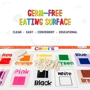 merka Disposable Placemats for Baby and Toddlers 12" x 18", 20 Pack Stick-on Table Mats for Restaurants, Includes Shapes, Numbers, Letter & Colors