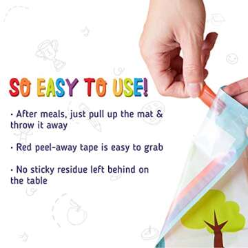 merka Disposable Placemats for Baby and Toddlers 12" x 18", 20 Pack Stick-on Table Mats for Restaurants, Includes Shapes, Numbers, Letter & Colors
