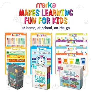 merka Disposable Placemats for Baby and Toddlers 12" x 18", 20 Pack Stick-on Table Mats for Restaurants, Includes Shapes, Numbers, Letter & Colors