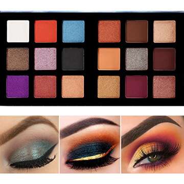 DE'LANCI 18 Colors Eyeshadow Makeup Palette with Mirror, Shimmer + Matte + Duo-Chromes Eye Shadow Make Up Powder - Ultra Pigmented Waterproof Cosmetics Set - Vegan and Cruelty Free, 0.76 Ounce