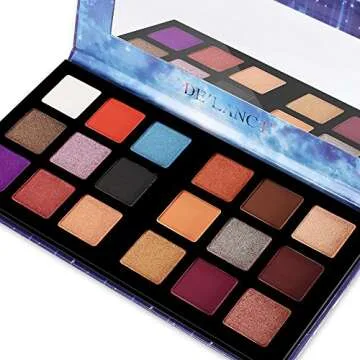 DE'LANCI 18 Colors Eyeshadow Makeup Palette with Mirror, Shimmer + Matte + Duo-Chromes Eye Shadow Make Up Powder - Ultra Pigmented Waterproof Cosmetics Set - Vegan and Cruelty Free, 0.76 Ounce
