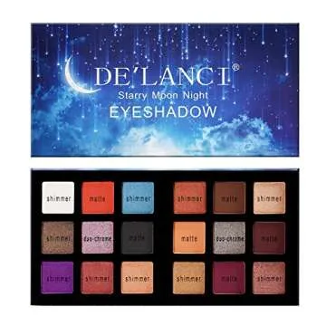 DE'LANCI 18 Colors Eyeshadow Makeup Palette with Mirror, Shimmer + Matte + Duo-Chromes Eye Shadow Make Up Powder - Ultra Pigmented Waterproof Cosmetics Set - Vegan and Cruelty Free, 0.76 Ounce