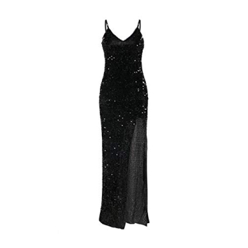 BerryGo Sexy Sparkly Sequin V Neck Gown for Parties