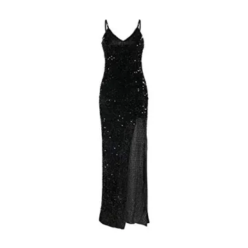 BerryGo Sexy Sparkly Sequin V Neck Gown for Parties
