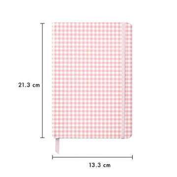 Pukka Pad, Carpe Diem Soft Cover Journal - Notebook with Ribbon Page Marker and Elasticized Closure - 192 Pages 80GSM Paper - 8.38 x 5.25in - Ballerina Pink Check