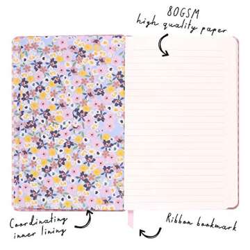Pukka Pad, Carpe Diem Soft Cover Journal - Notebook with Ribbon Page Marker and Elasticized Closure - 192 Pages 80GSM Paper - 8.38 x 5.25in - Ballerina Pink Check