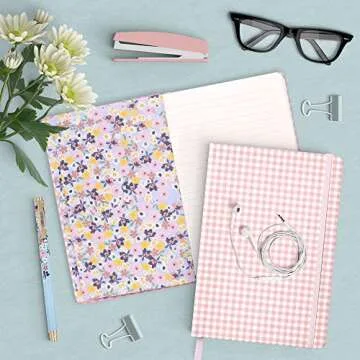 Pukka Pad, Carpe Diem Soft Cover Journal - Notebook with Ribbon Page Marker and Elasticized Closure - 192 Pages 80GSM Paper - 8.38 x 5.25in - Ballerina Pink Check