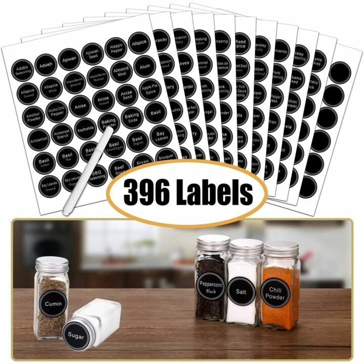 Spice Rack Organizer with 24 Jars and Labels