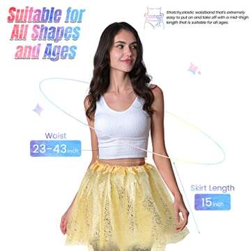 Simplicity Women's 3 Layered Tulle Sparkling Sequin Tutu Skirt, Golden Sequin