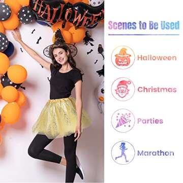 Simplicity Women's 3 Layered Tulle Sparkling Sequin Tutu Skirt, Golden Sequin