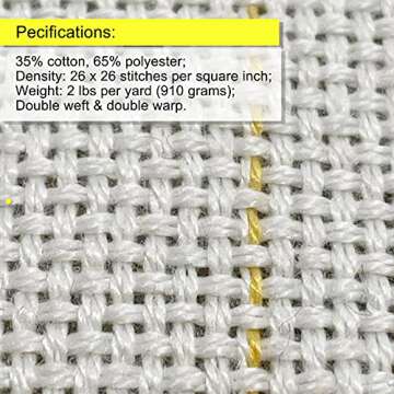 Primary Tufting Cloth with Marked Lines, Large Size Needlework Fabric, Monk's Cloth for Tufting Gun, Rug-Punch, Punch Needle, Tuft The Word, 85x85 inch