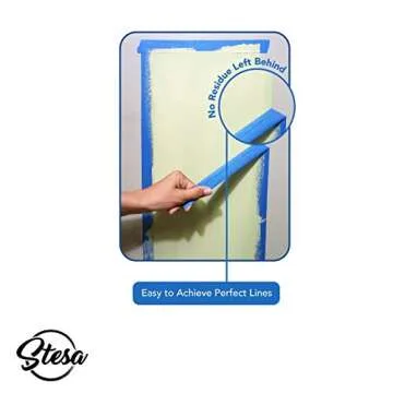 Stesa Blue Painters Tape 1 Inch - 6 Pack, No Residue, Easy 14 Day Removal, Multi-Purpose Masking Tape (0.94 Inches x 60 Yards Per Roll)