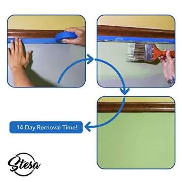 Stesa Blue Painters Tape 1 Inch - 6 Pack, No Residue, Easy 14 Day Removal, Multi-Purpose Masking Tape (0.94 Inches x 60 Yards Per Roll)