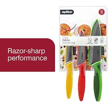 Zyliss 3 Piece Knife Value Set - Kitchen Knife Set - Kitchen Knife Set with Sheath Covers - Includes...