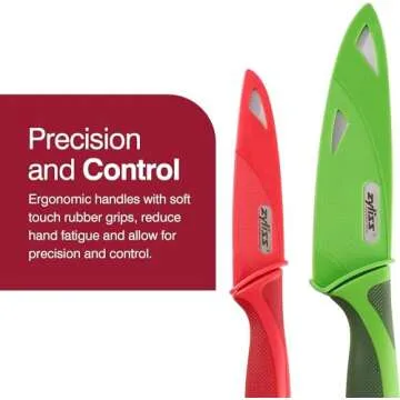 Zyliss 3 Piece Knife Value Set - Kitchen Knife Set - Kitchen Knife Set with Sheath Covers - Includes Paring, Serrated Paring & Utility Knives - Stainless Steel