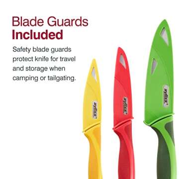 Zyliss 3 Piece Knife Value Set - Kitchen Knife Set - Kitchen Knife Set with Sheath Covers - Includes Paring, Serrated Paring & Utility Knives - Stainless Steel