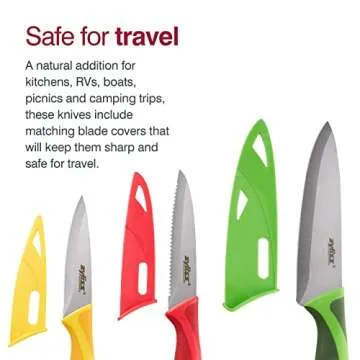 Zyliss 3 Piece Knife Value Set - Kitchen Knife Set - Kitchen Knife Set with Sheath Covers - Includes Paring, Serrated Paring & Utility Knives - Stainless Steel