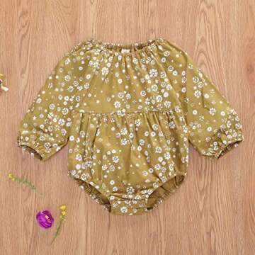 Infant Baby Girls Long Sleeve Romper Cotton Linen Bodysuit Ruffled Jumpsuit Newborn Autumn Outfit Clothes