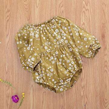 Infant Baby Girls Long Sleeve Romper Cotton Linen Bodysuit Ruffled Jumpsuit Newborn Autumn Outfit Clothes