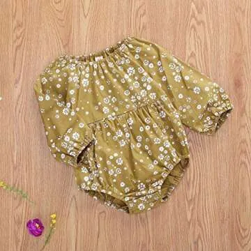 Infant Baby Girls Long Sleeve Romper Cotton Linen Bodysuit Ruffled Jumpsuit Newborn Autumn Outfit Clothes