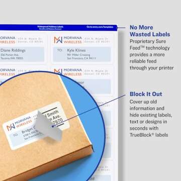 Avery Printable Shipping Labels with Sure Feed, 3-1/3" x 4", White, 150 Blank Mailing Labels (8164)