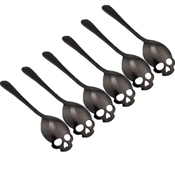 Stainless Steel Skull Spoon Set of 6 for Coffee Lovers