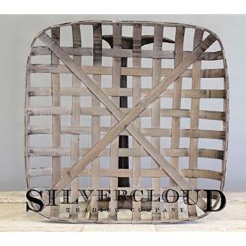 Silvercloud Trading Co. Tobacco Basket, Farmhouse Decor, Large 25" Square