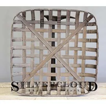 Silvercloud Trading Co. Tobacco Basket, Farmhouse Decor, Large 25" Square