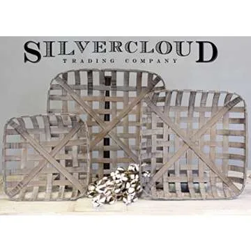 Silvercloud Trading Co. Tobacco Basket, Farmhouse Decor, Large 25" Square