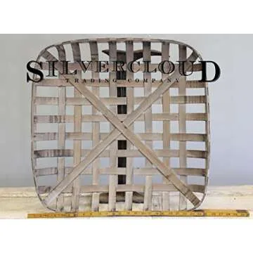 Silvercloud Trading Co. Tobacco Basket, Farmhouse Decor, Large 25" Square