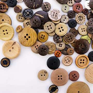 TCOTBE 600 Pcs Assorted Sizes Wooden Buttons Mixed Colors Coconut Shell Wood Handmade Ornament Buttons for Sewing Decorations DIY Arts and Crafts Manual Button Painting