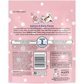 Temptations Salmon and Dairy Flavor Crunchy and Soft Kitten Treats, 6.3 oz.