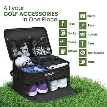 6ixPack Golf Trunk Organizer - Dual Layer Waterproof Gear Storage for Golfing