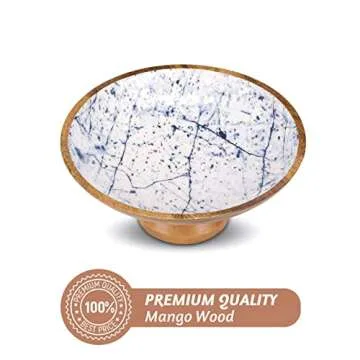 Folkulture Wooden Fruit Bowl or Decorative Fruit Bowl for Kitchen Counter or Centerpiece Table Decor, 12-inch Large Fruit Bowl, Pedestal Bowl for Farmhouse Decor, Mango Wood Fruit Bowl
