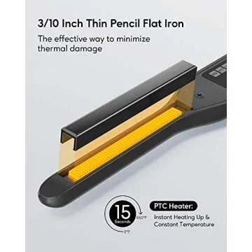 Wavytalk 3/10 Inch Mini Straightener for Quick Touch Ups, Pencil for Short Hair, Beard and Pixie Cut, Fast 15-Sec Heating Titanium Flat Iron with Adjustable Temp Settings & Dual Voltage